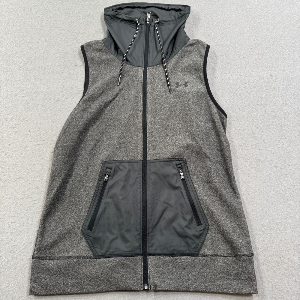 Under Armour Vest Women's Medium Gray Hybrid ColdGear Zip Up Heathered Training